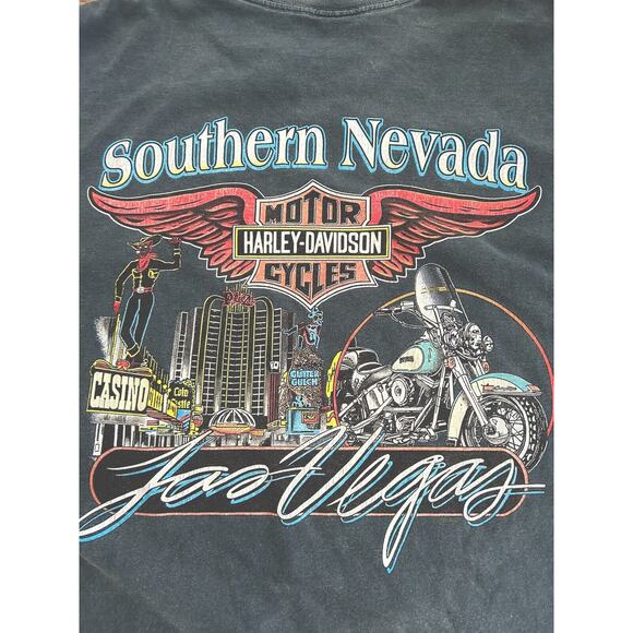 Vtg Y2K Harley Davidson Fathead Las Vegas Strip Southern NV Sz L Made In USA - Picture 1 of 5